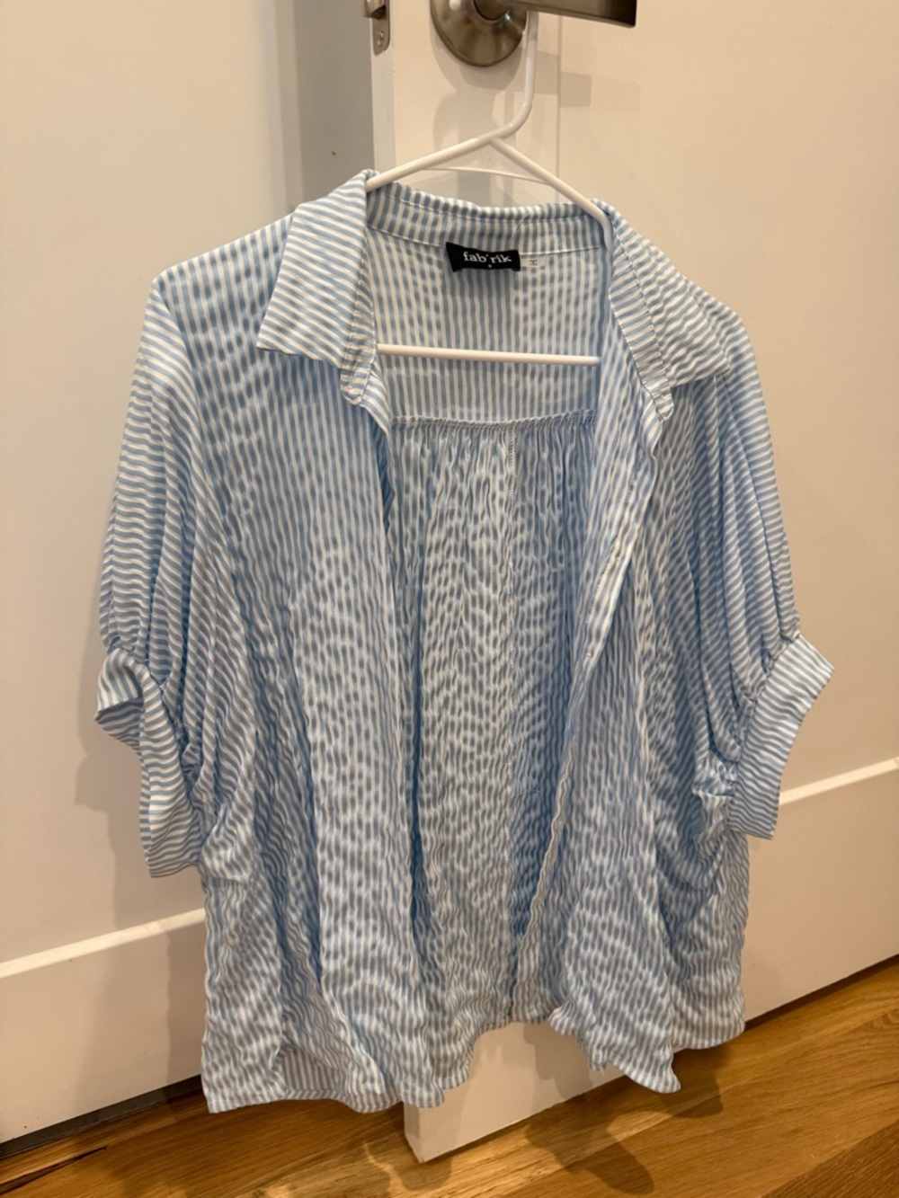 fab'rik Blue & White Striped Button-Up Top